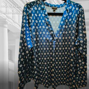 Ann Taylor Mixed Media Blouse – Size XL
